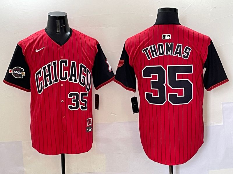 Men 2025 Chicago White Sox #35 Thomas Red Stripe Joint Name Nike MLB Jersey style 39->chicago white sox->MLB Jersey